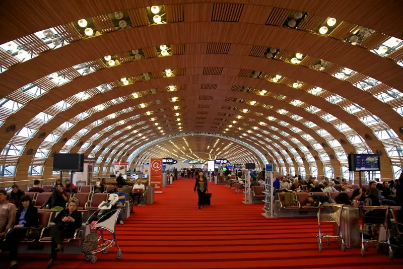 Panoramic view hall Terminal Paris Charles de Gaulle CDG France