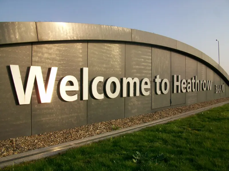 welcome to Heathrow sign London Heathrow airport LHR United Kingdom